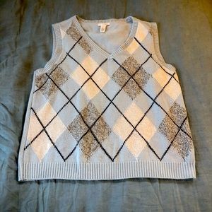 Trendy pale blue plaid sweater vest XL